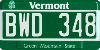 VT license plate BWD348