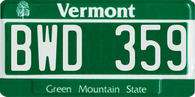 VT license plate BWD359