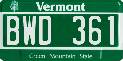 VT license plate BWD361