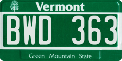 VT license plate BWD363