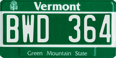 VT license plate BWD364