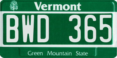 VT license plate BWD365