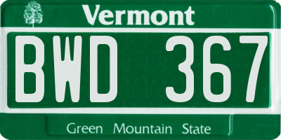 VT license plate BWD367