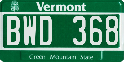 VT license plate BWD368