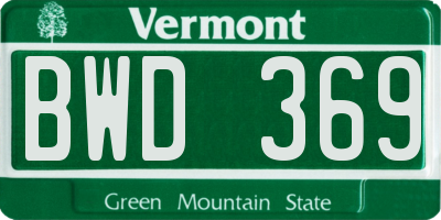 VT license plate BWD369