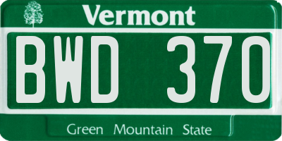 VT license plate BWD370