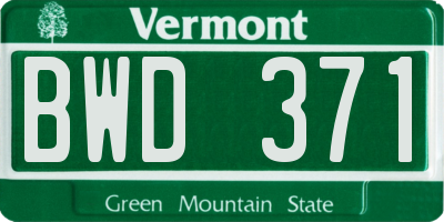 VT license plate BWD371