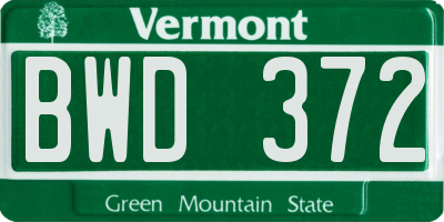VT license plate BWD372