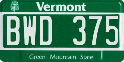 VT license plate BWD375
