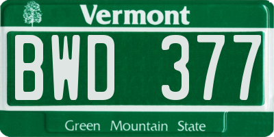 VT license plate BWD377