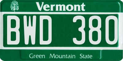 VT license plate BWD380