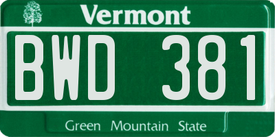 VT license plate BWD381