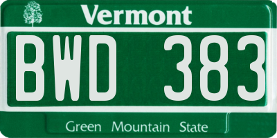 VT license plate BWD383