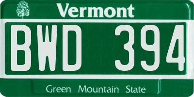 VT license plate BWD394