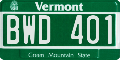 VT license plate BWD401