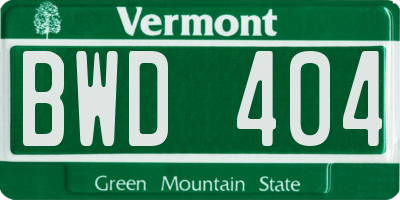 VT license plate BWD404