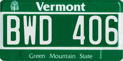 VT license plate BWD406