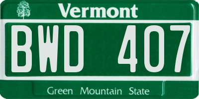 VT license plate BWD407