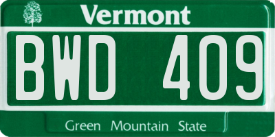 VT license plate BWD409