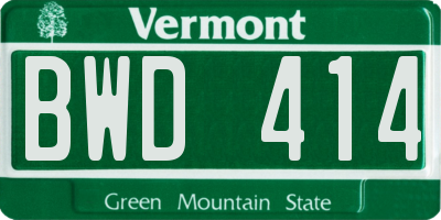 VT license plate BWD414