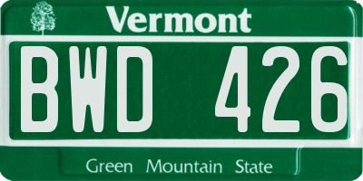 VT license plate BWD426