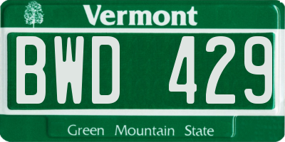 VT license plate BWD429