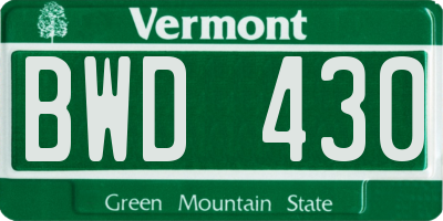 VT license plate BWD430