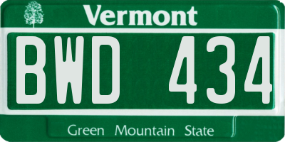 VT license plate BWD434