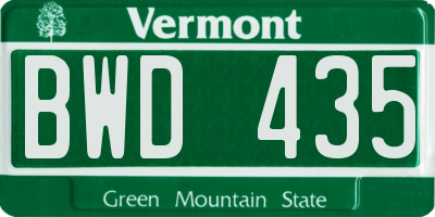 VT license plate BWD435