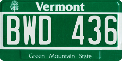 VT license plate BWD436