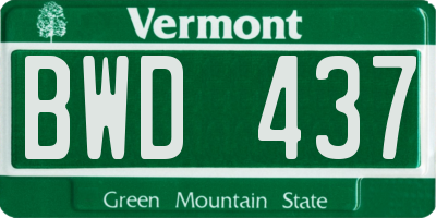 VT license plate BWD437