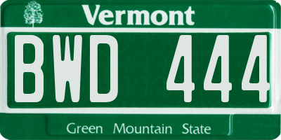 VT license plate BWD444