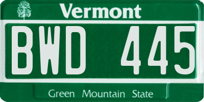 VT license plate BWD445