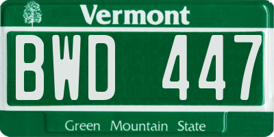 VT license plate BWD447