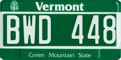 VT license plate BWD448