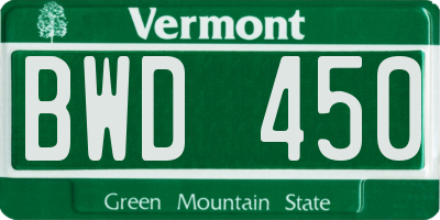 VT license plate BWD450