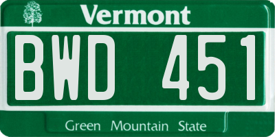 VT license plate BWD451
