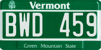 VT license plate BWD459