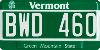 VT license plate BWD460