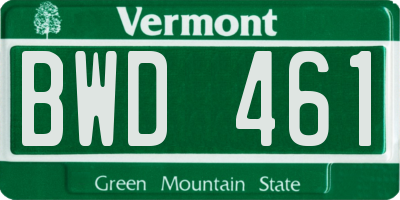 VT license plate BWD461