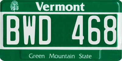 VT license plate BWD468