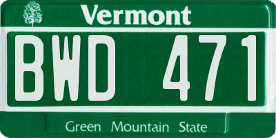 VT license plate BWD471