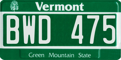 VT license plate BWD475