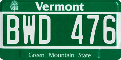 VT license plate BWD476