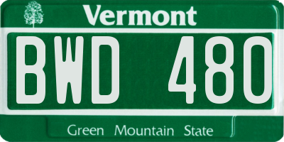 VT license plate BWD480