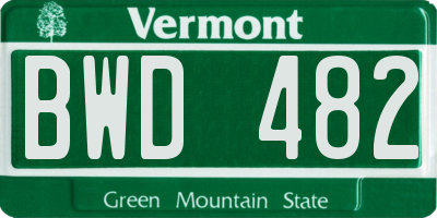 VT license plate BWD482