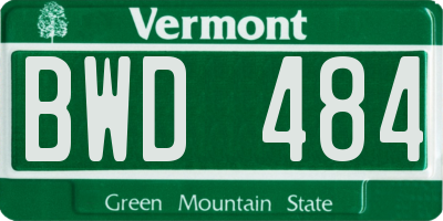 VT license plate BWD484