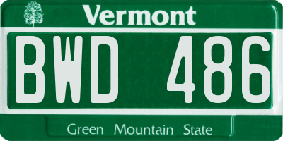 VT license plate BWD486