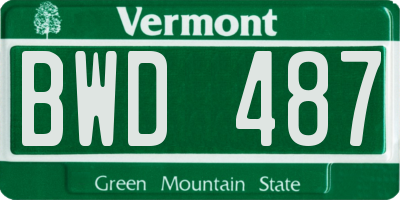 VT license plate BWD487