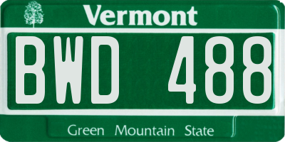 VT license plate BWD488
